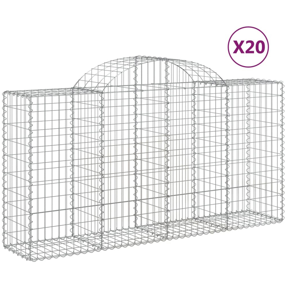 vidaXL Silver Galvanised Iron Gabion Basket 200 x 50 x 100/120cm 20 Pack Image 4