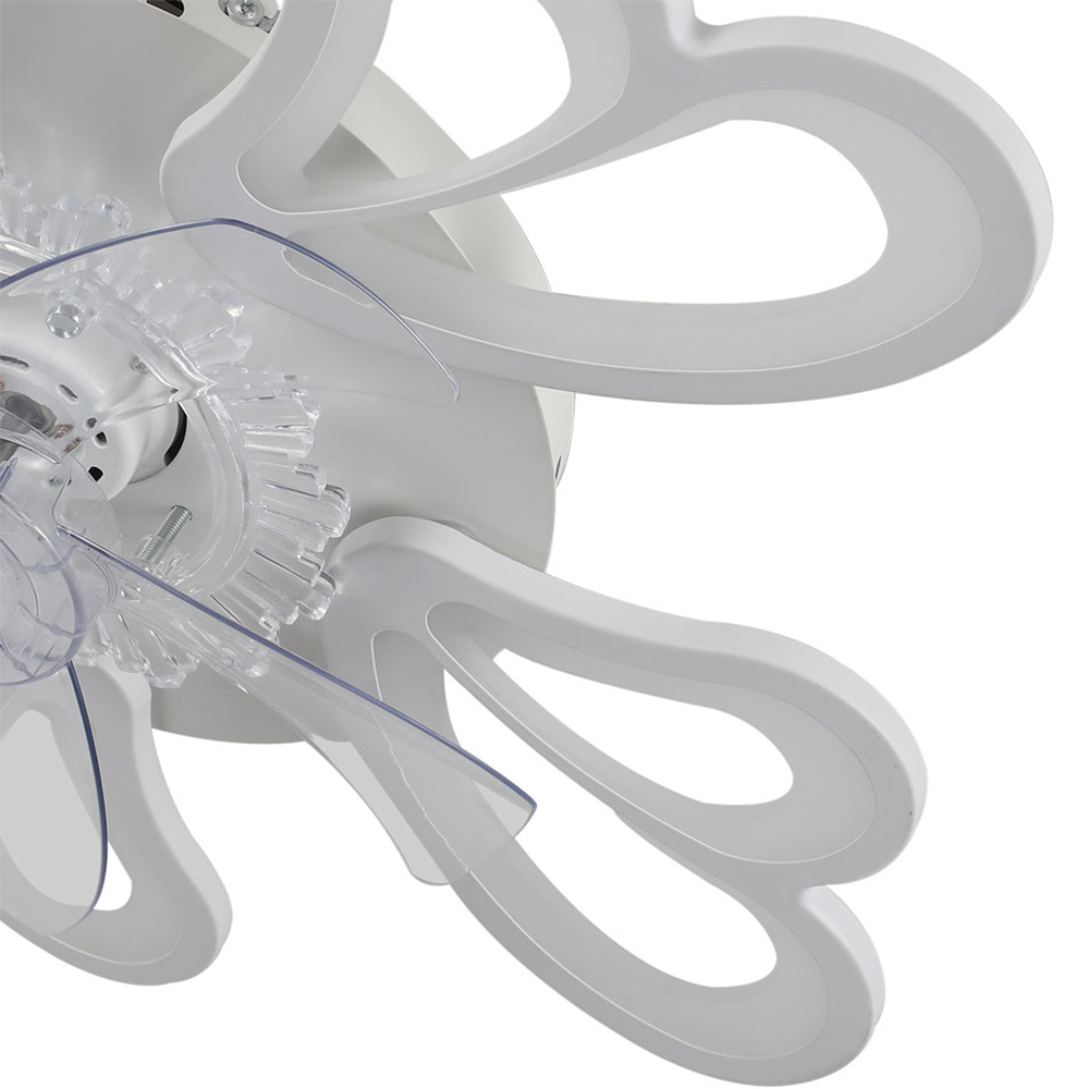Living and Home White Double Petal Ceiling Fan Light with Remote Control and Bluetooth 25 inch Image 4