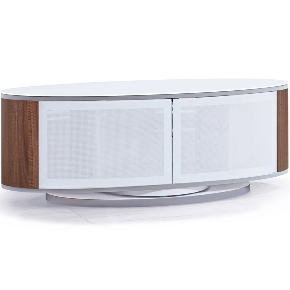 MDA Designs Luna 2 Door White and Walnut TV Cabinet Image 2