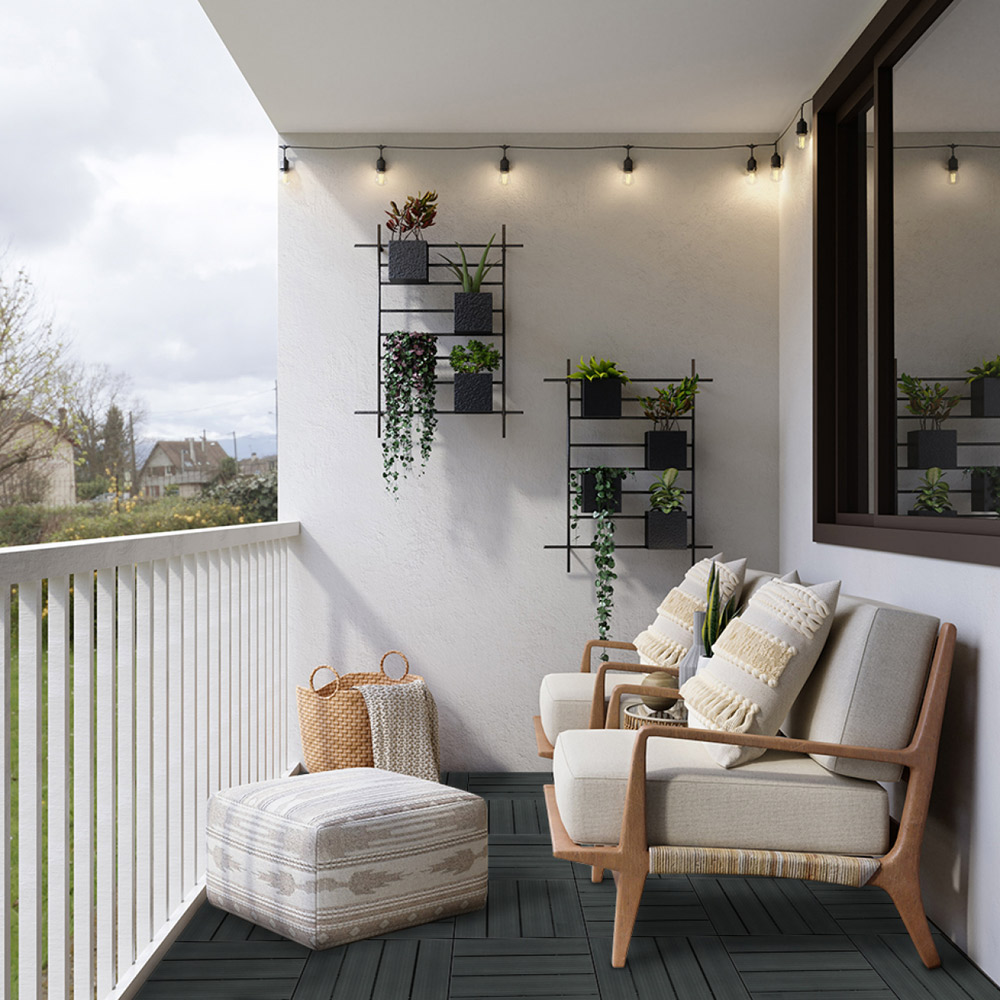 MonsterShop WPC Decking Floor Tiles 30 x 30cm 33 Pack Image 2