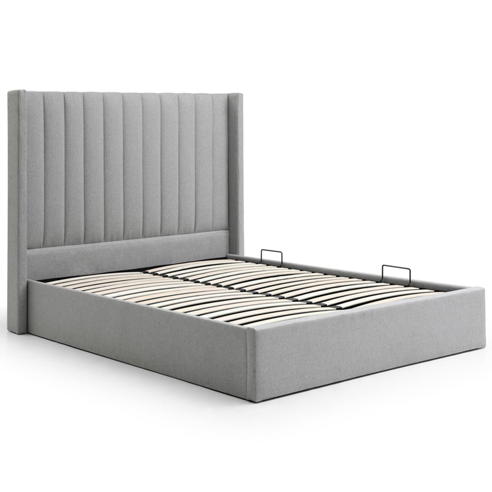 Atticus Super King Grey Faux Wool Ottoman Bed Image 3