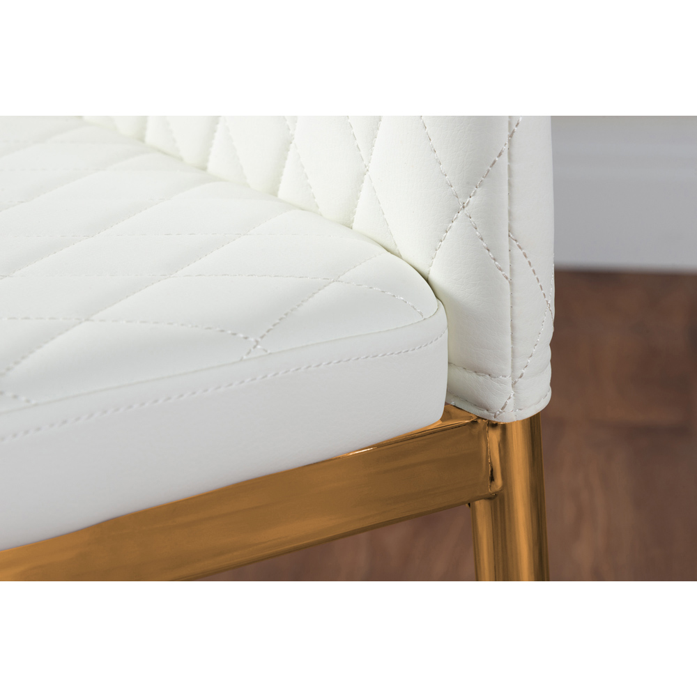 Furniturebox Valera Set of 4 White and Gold Faux Leather Dining Chair Image 5