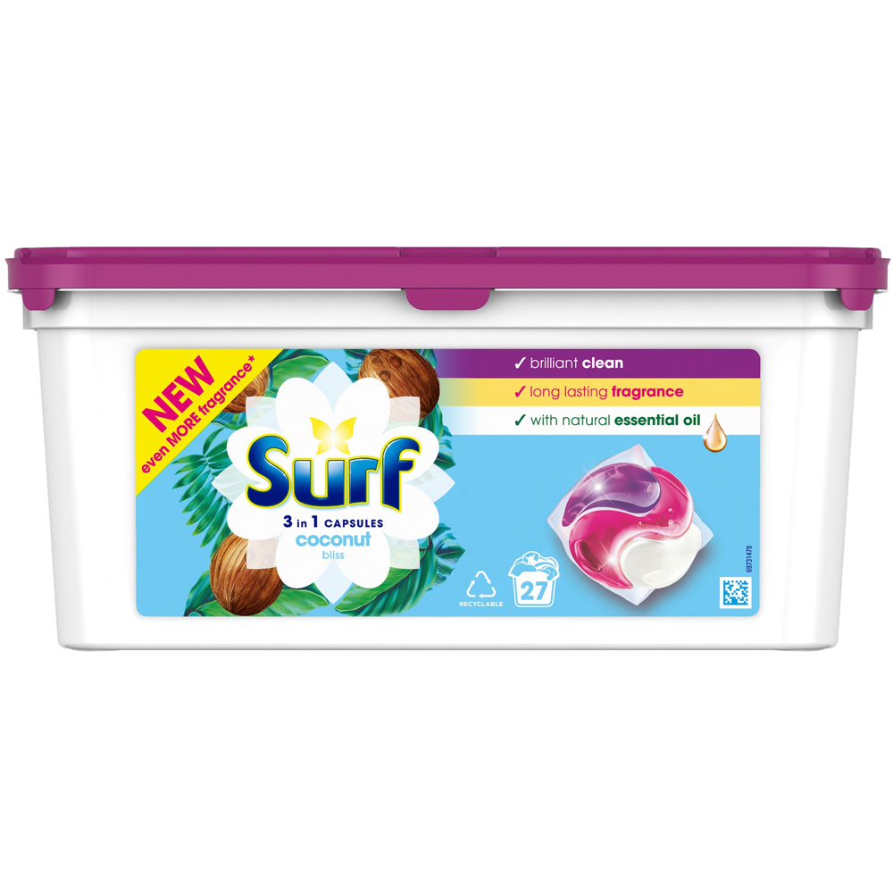 Surf 3 in 1 Coconut Bliss Laundry Washing Capsules Image 1