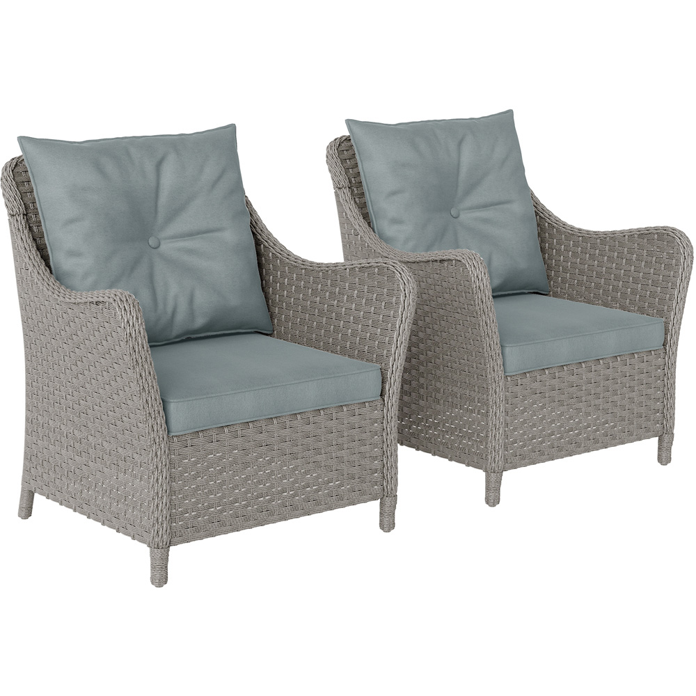 Outsunny Set of 2 Light Grey Cushioned PE Rattan Garden Chair Image 2