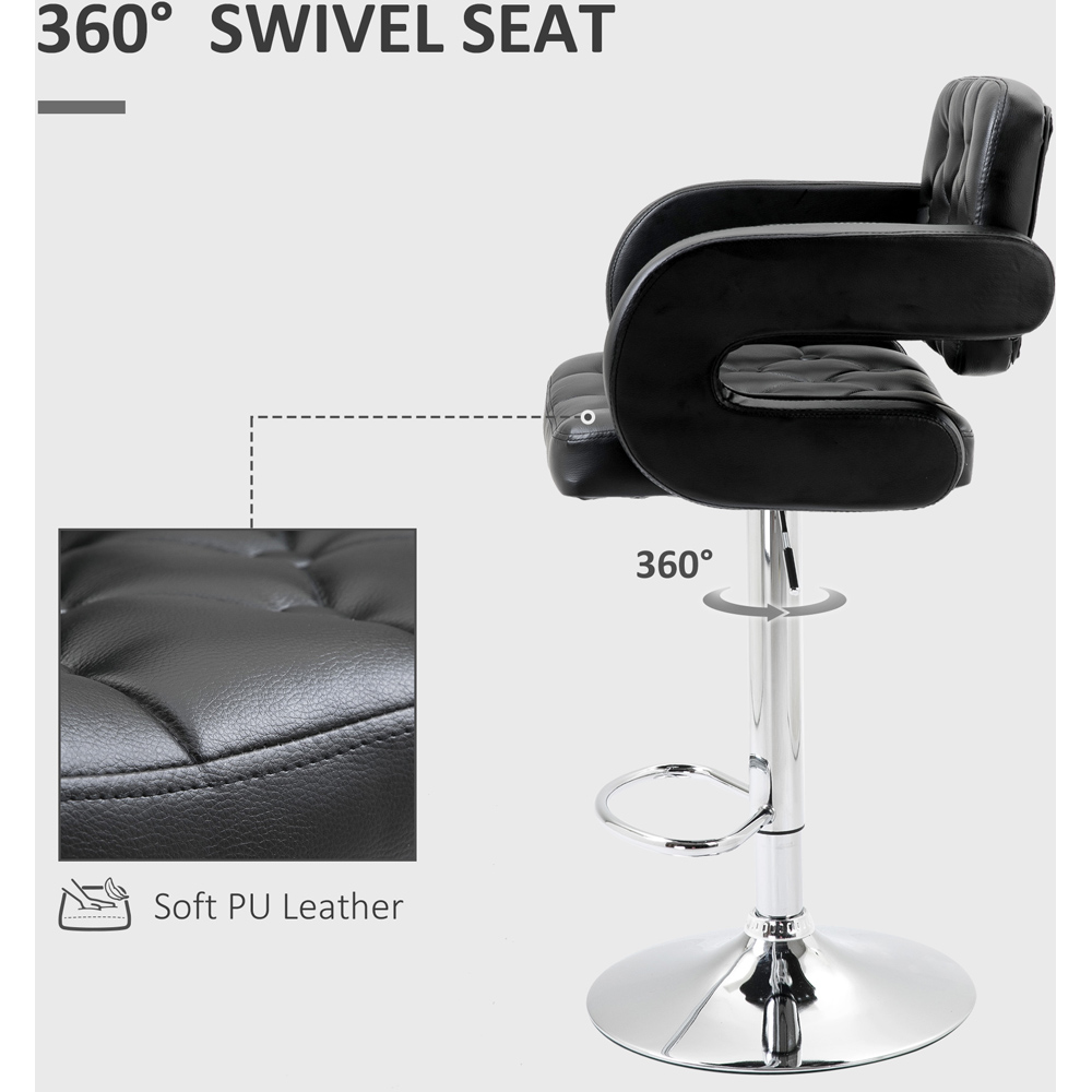 Portland Black PU Leather Height Adjustable Swivel Bar Stool Image 6