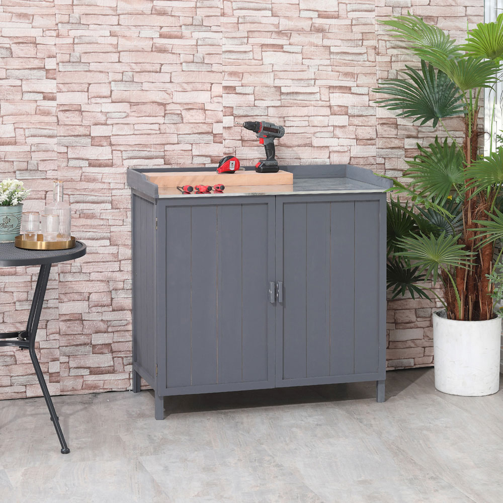 Outsunny 3.2 x 1.6ft Grey Garden Storage Cabinet Image 2