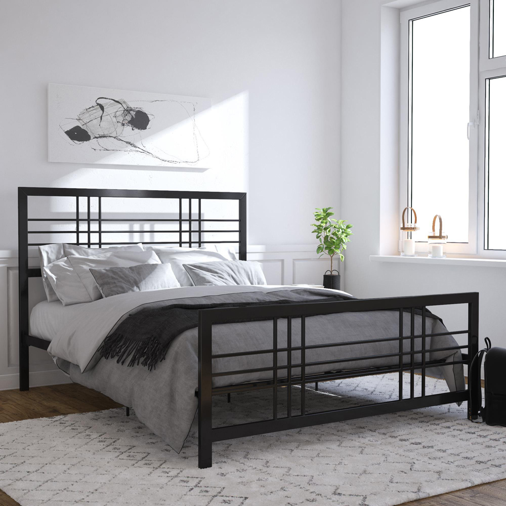 Dorel Burbank Black King Size Metal Bed Frame Image 1