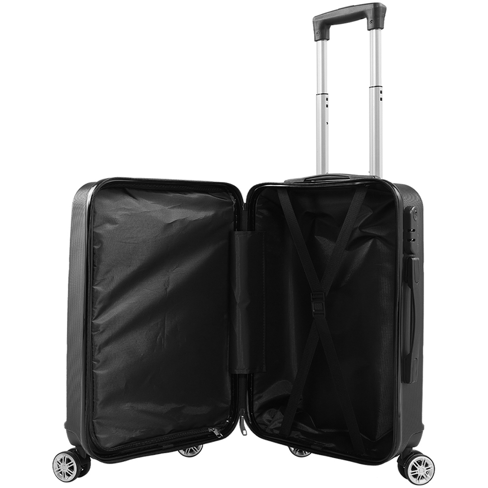 H&O Direct Set of 3 Black Stripe ABS Hardshell Suitcase Set Image 4