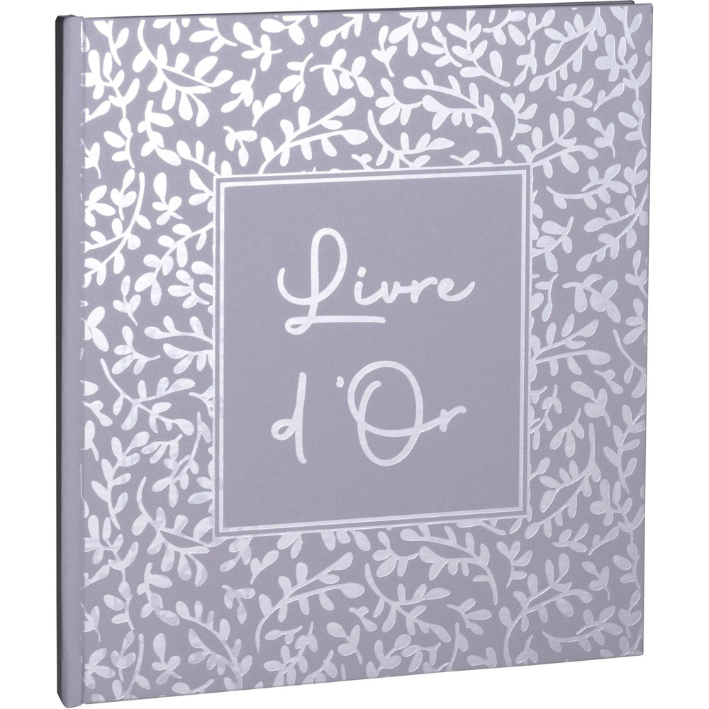 Exacompta AutentiK Blue and Grey Floral Design Guest Book with Crystal Box 140 Pages Image 1