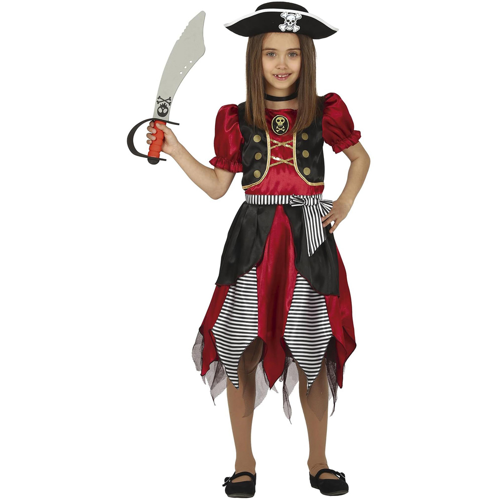 Fiestas Guirca Black and Red Pirate Costume 10 to 12 Years Image 1