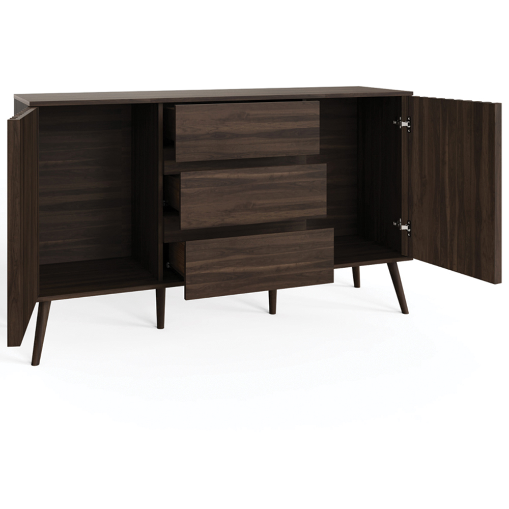 GFW Rowan 2 Door 3 Drawer Walnut Slatted Large Sideboard Image 3