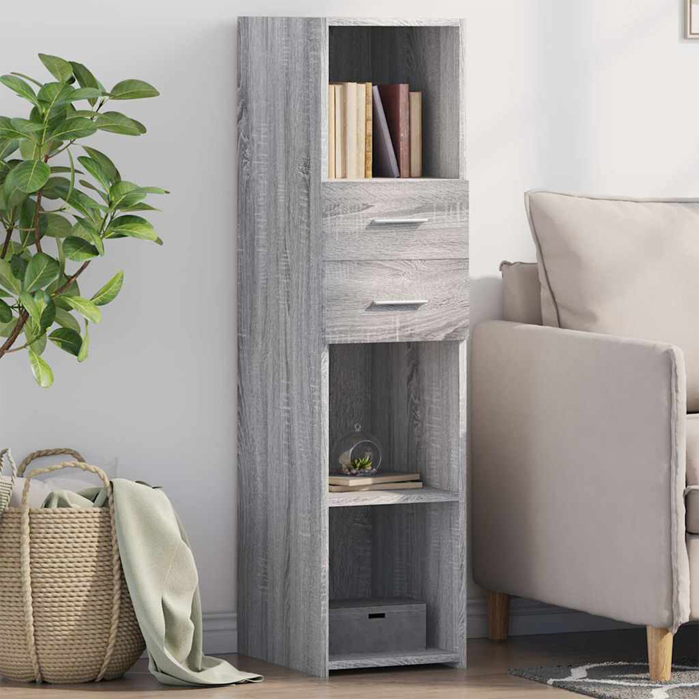 vidaXL 2 Drawer 3 Shelf Grey Sonoma Highboard Image 1