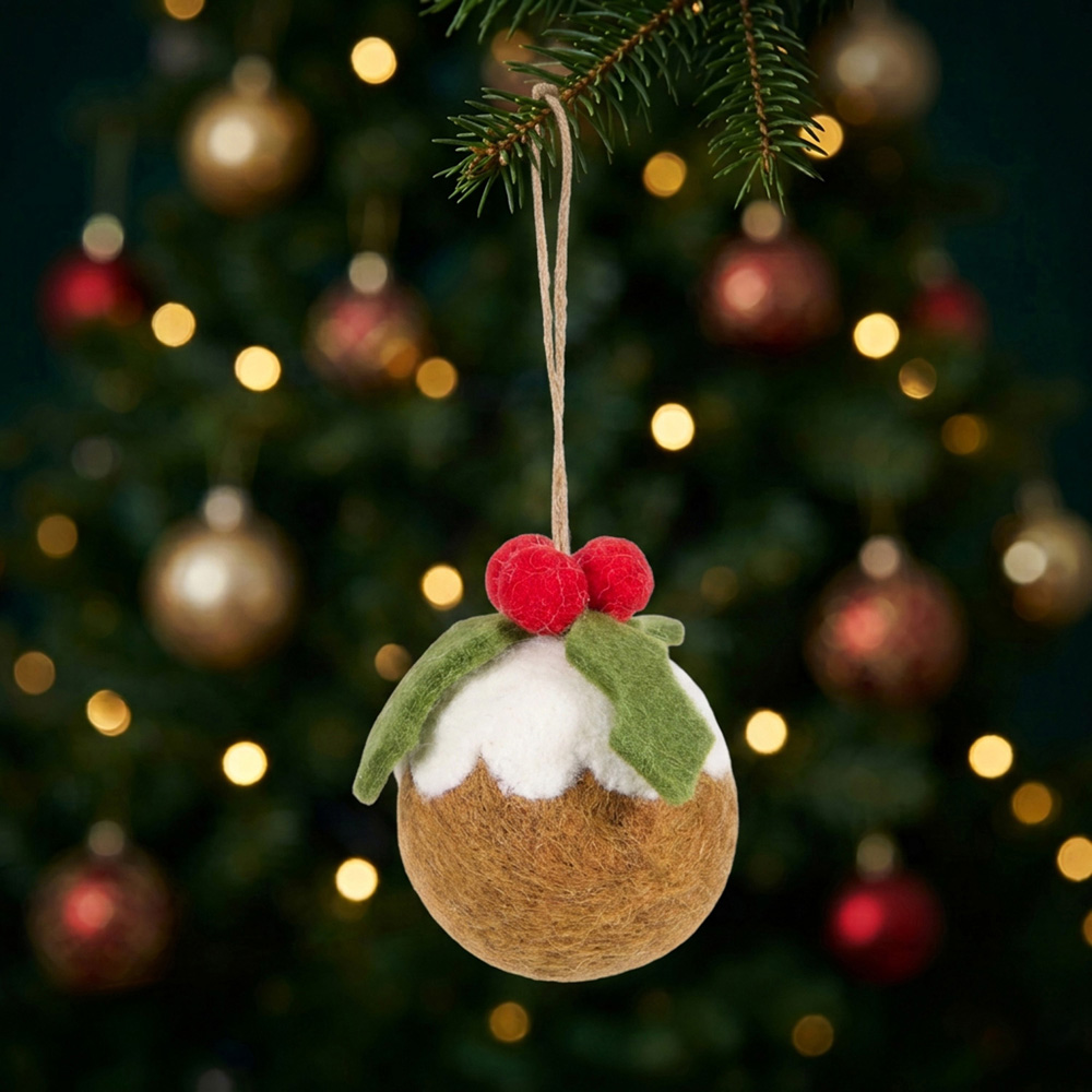 Christmas Pudding Hanging Decoration Brown Image 2