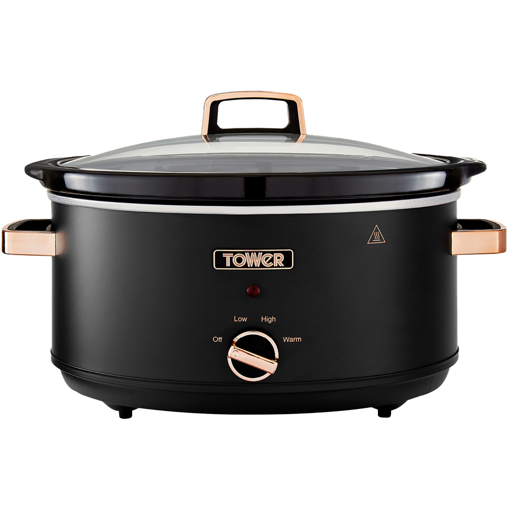 Tower T16043BLK Cavaletto Black and Rose Gold Slow Cooker 6.5L Image 1