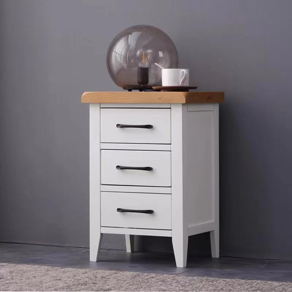 Furniture One 3 Drawer White Bedside Table Image 4
