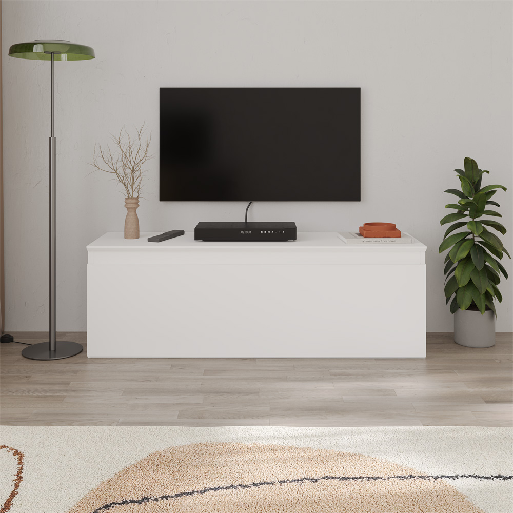 Decortie Sunset Single Door White TV Lowboard Image 4