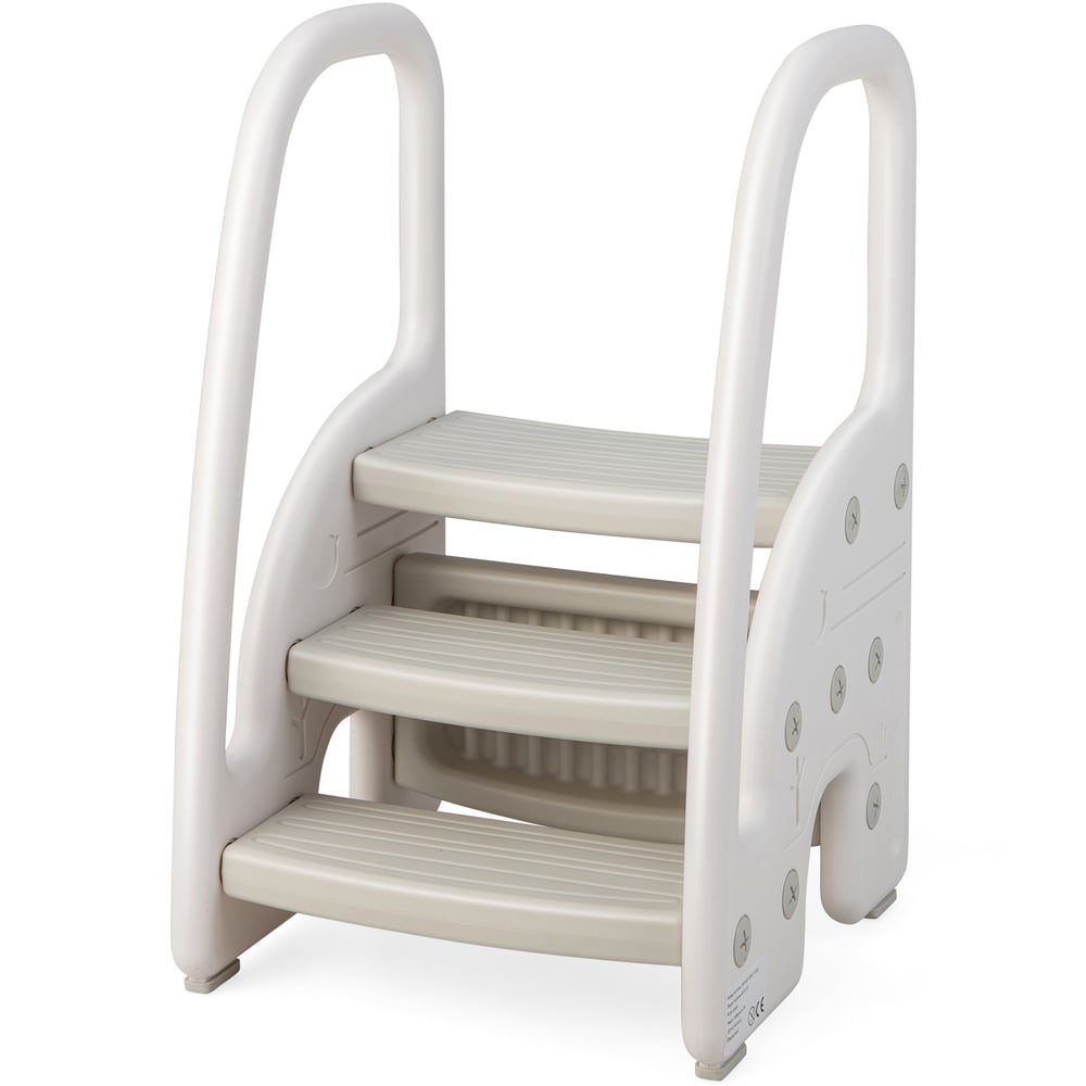 Costway Grey Dual Height Kids Learning Step Stool with Safety Handles Image 3