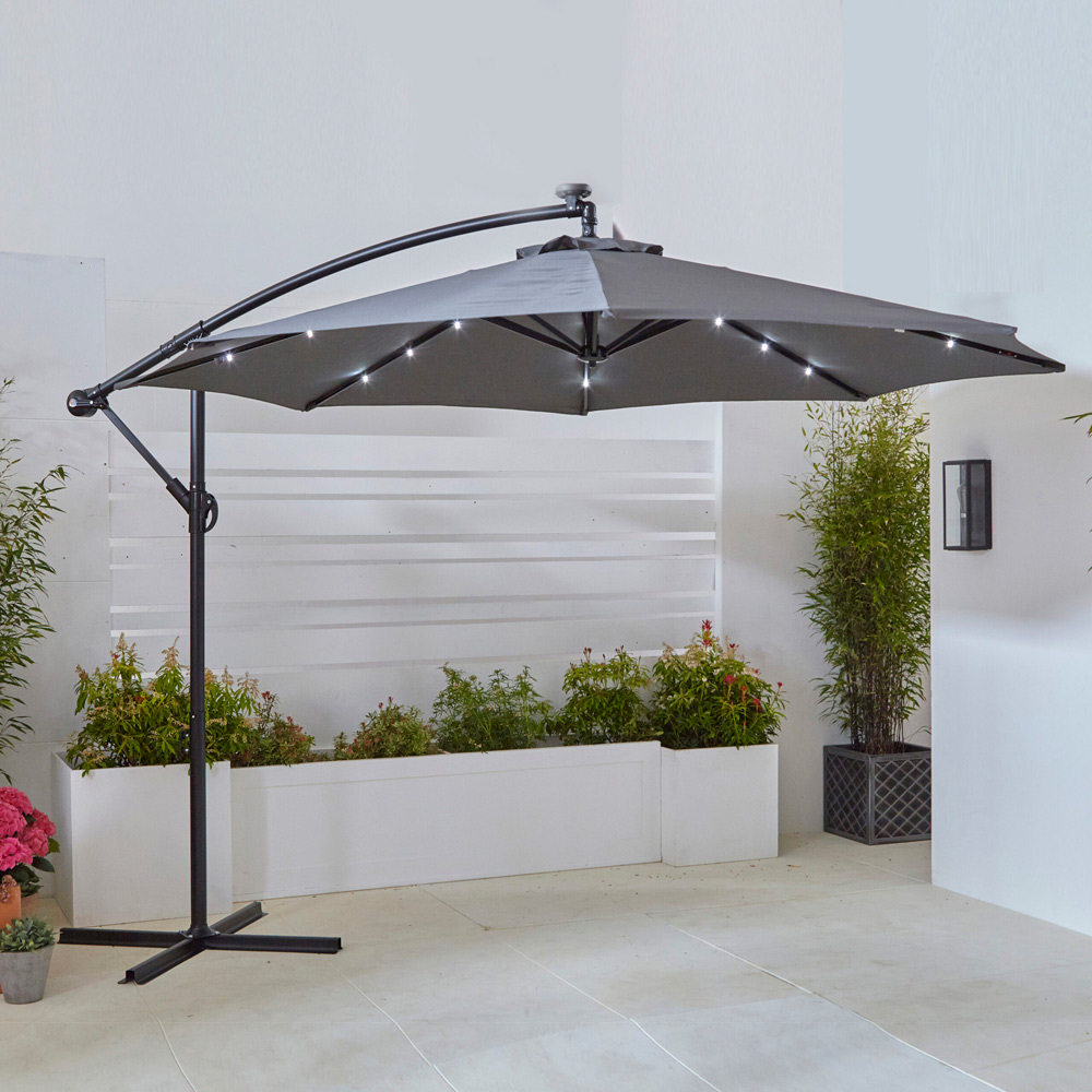 Neo Grey LED Parasol with Water Base Image 8
