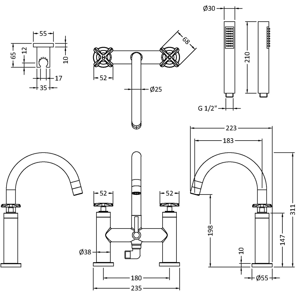 nuie Aztec Chrome Bath Shower Mixer Tap Image 2