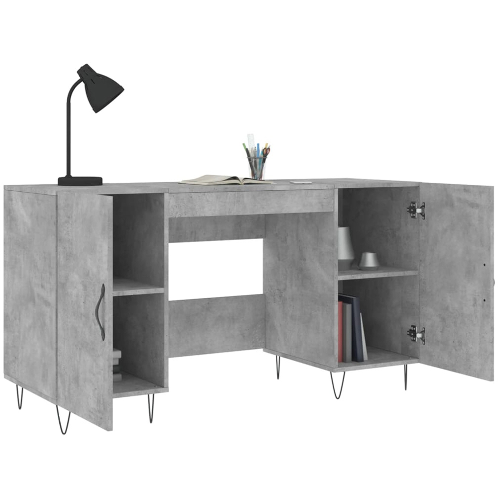 vidaXL 2 Door Computer Desk Concrete Grey Image 4