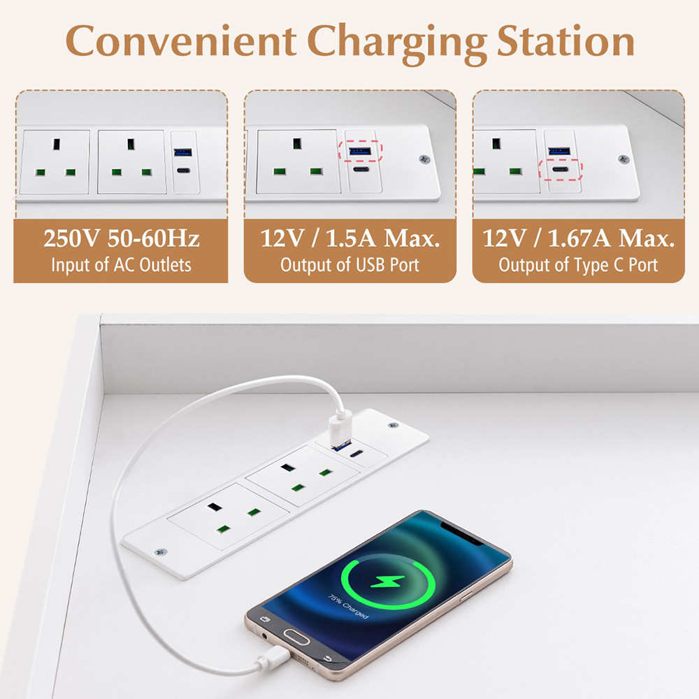 Costway 9 Cube White Corner Cabinet with Charging Station Image 7