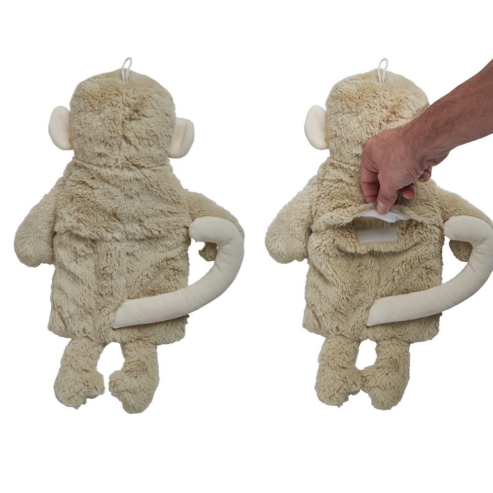 Single Wilko Monkey Hot Water Bottle with Novelty Cover in Assorted styles Image 2