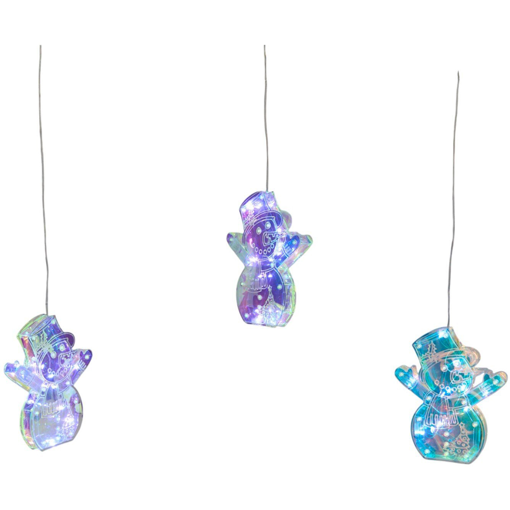 50 LED Snowman Iridescent Curtain Light Iridescent Image 3