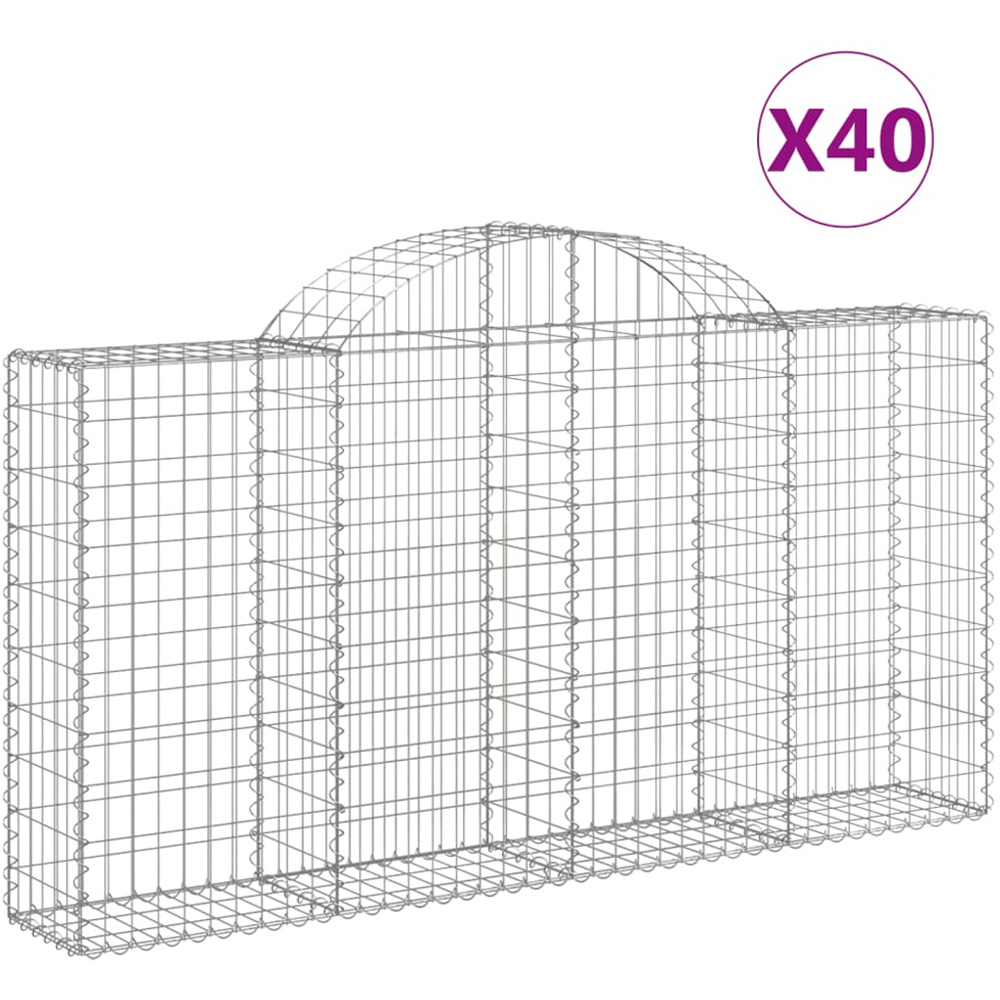 vidaXL Silver Galvanised Iron Arched Gabion Basket 200 x 30 x 100/120cm 40 Pack Image 2