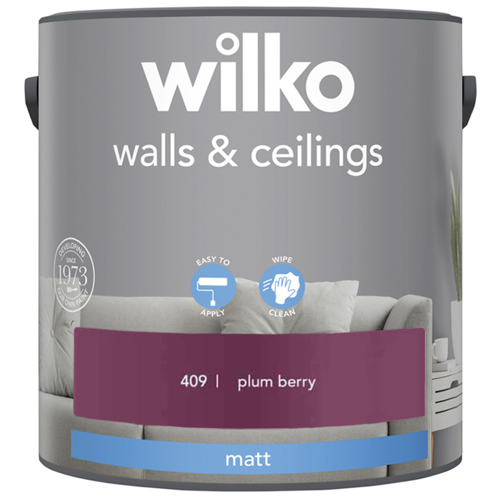 Wilko Walls & Ceilings Plum Berry Matt Emulsion Paint 2.5L Image 2