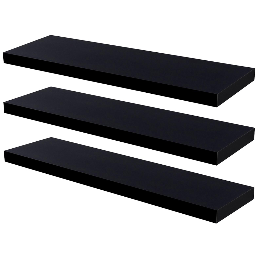 Harbour Housewares 100cm 3 Pack Black Floating Wall Shelf Image 2