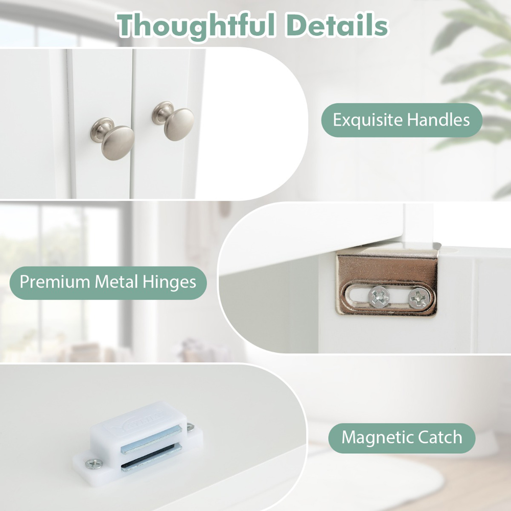 Costway 2 Door White Bathroom Vanity Sink Cabinet Image 5