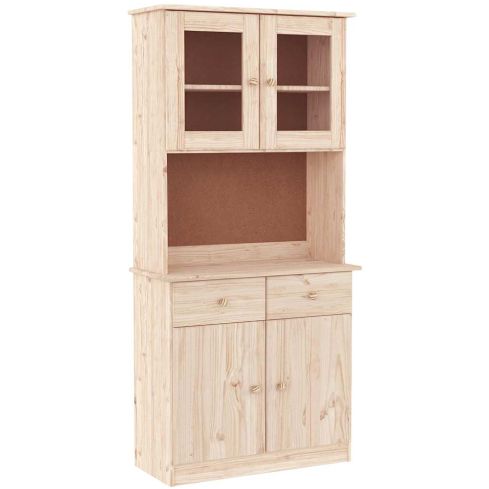 vidaXL 4 Door 2 Drawer Single Shelf Solid Pine Wood Highboard Image 2
