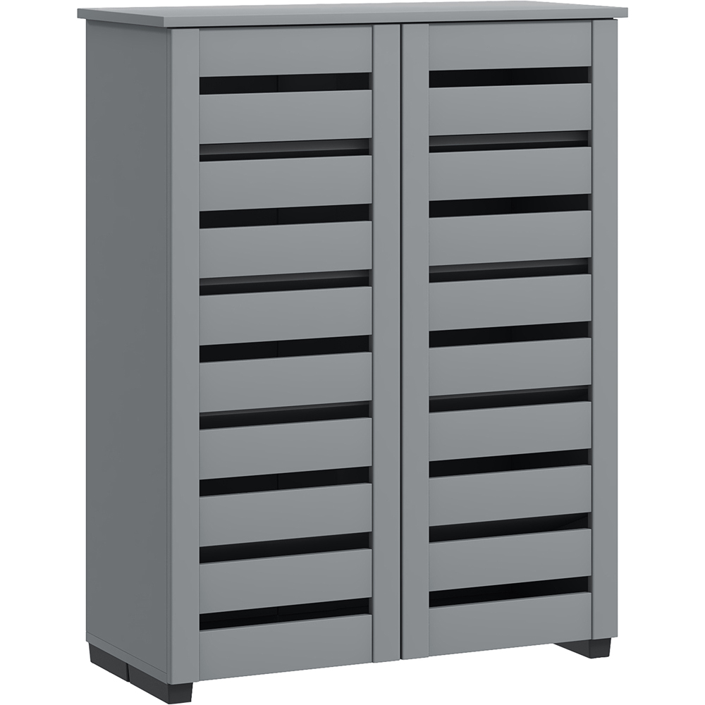 Portland 2 Door Grey Slatted Shoe Storage Cabinet Image 2