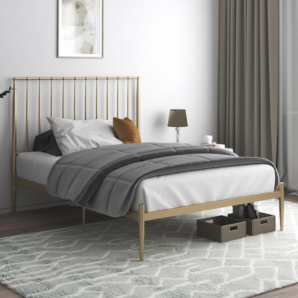 Dorel Giulia Double Gold Metal Bed Frame with Headboard Image 1