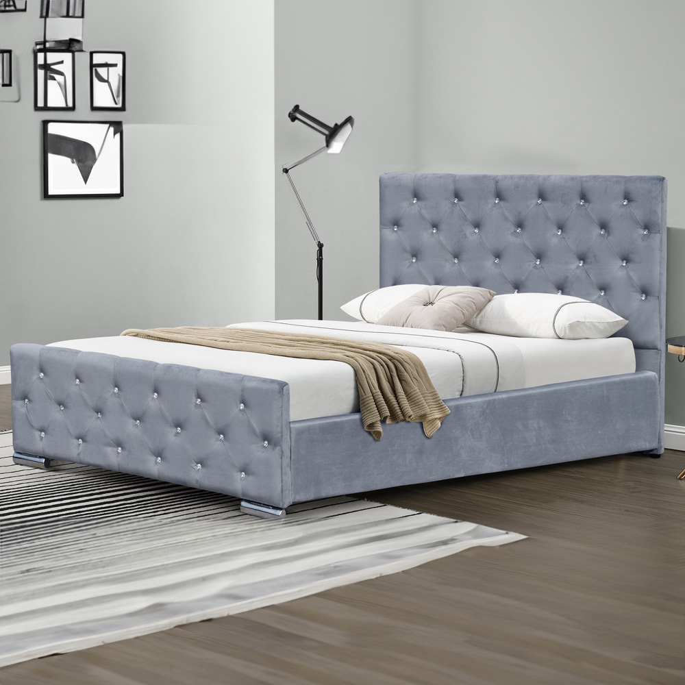 Brooklyn Double Grey Fabric Bed Frame Image 1