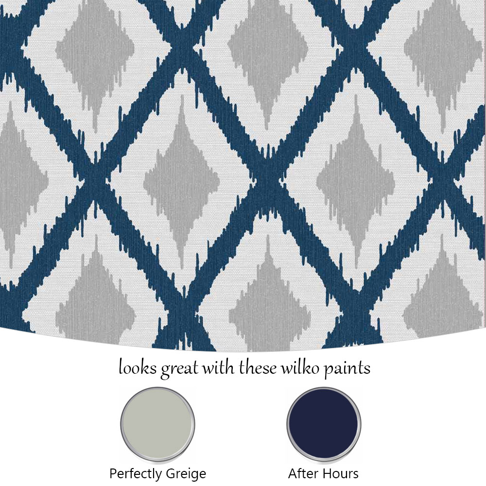 Fresco Ikat Blue Wallpaper Image 4