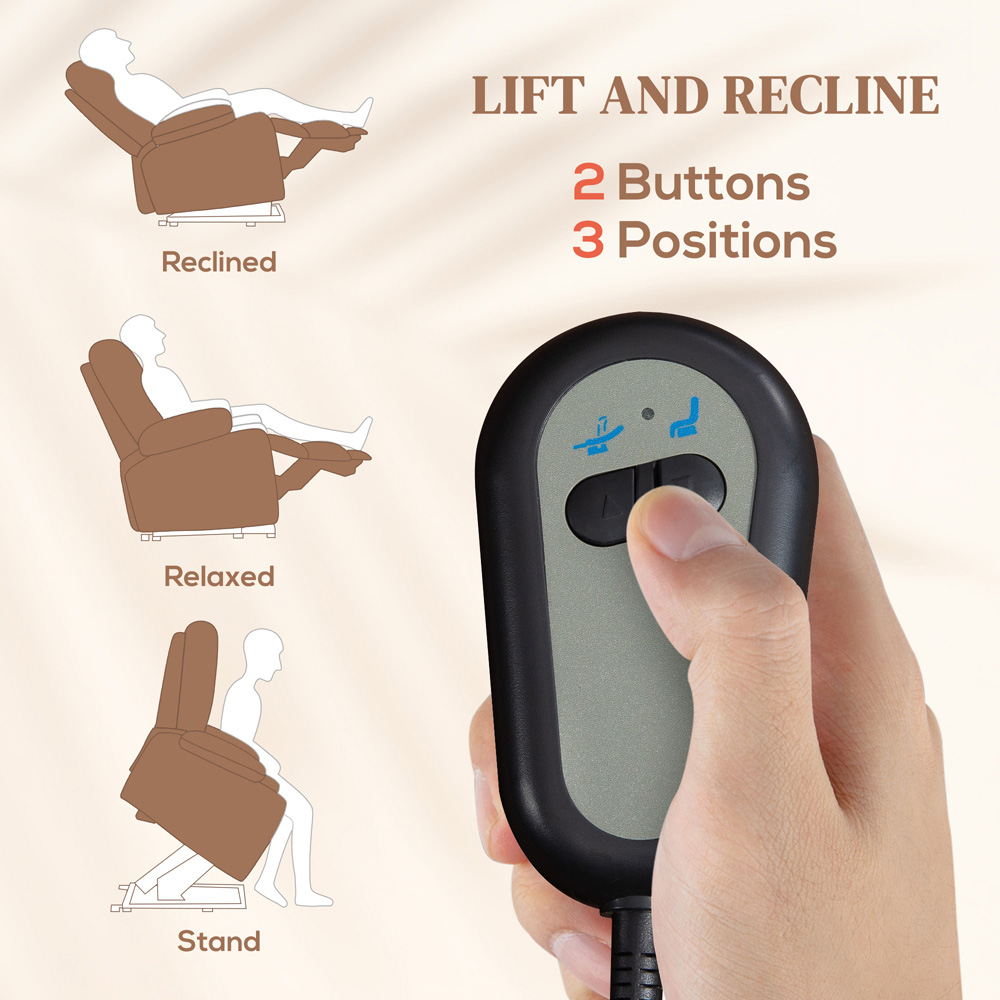 HOMCOM Brown Lift Riser and Recliner Chair with Remote Controller Image 4