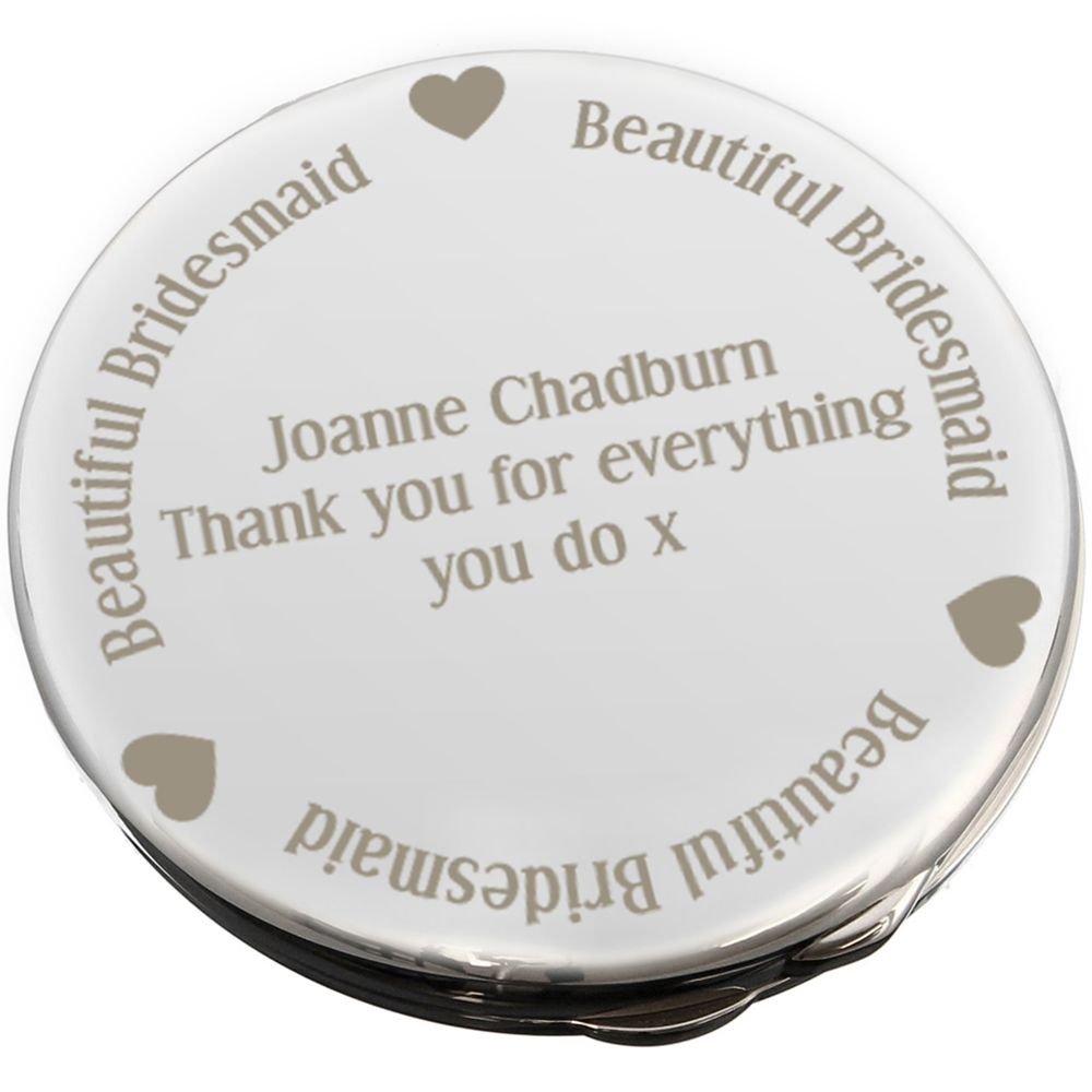 Personalised Memento Personalised Beautiful Bridesmaid Compact Mirror Image 1