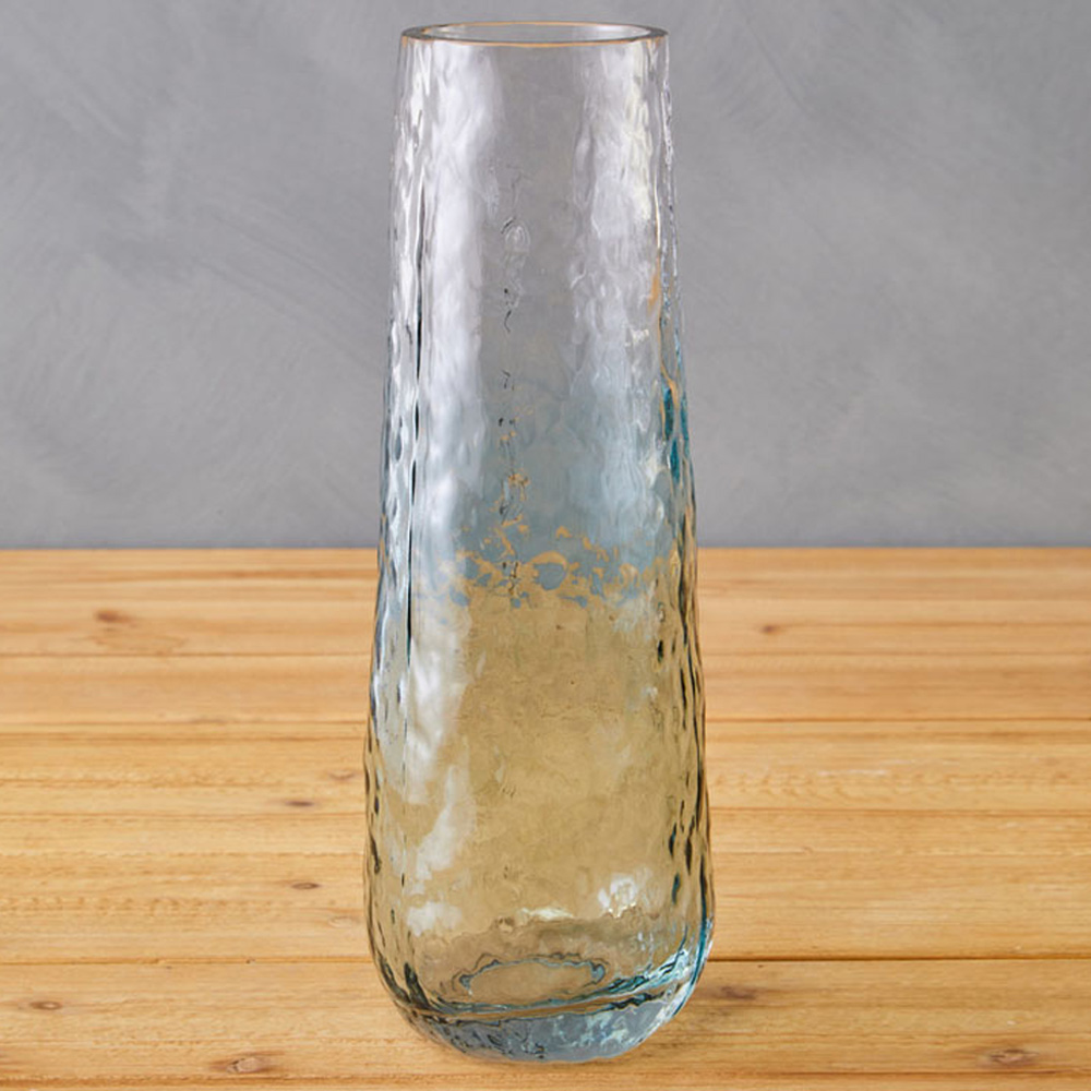 Premier Housewares Blue Brock Glass Vase Large Image 2
