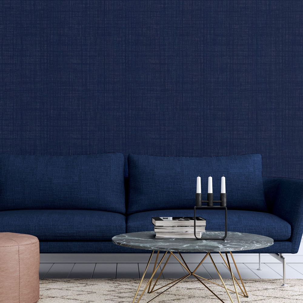 Arthouse Weave Textured Navy Blue Wallpaper Image 5