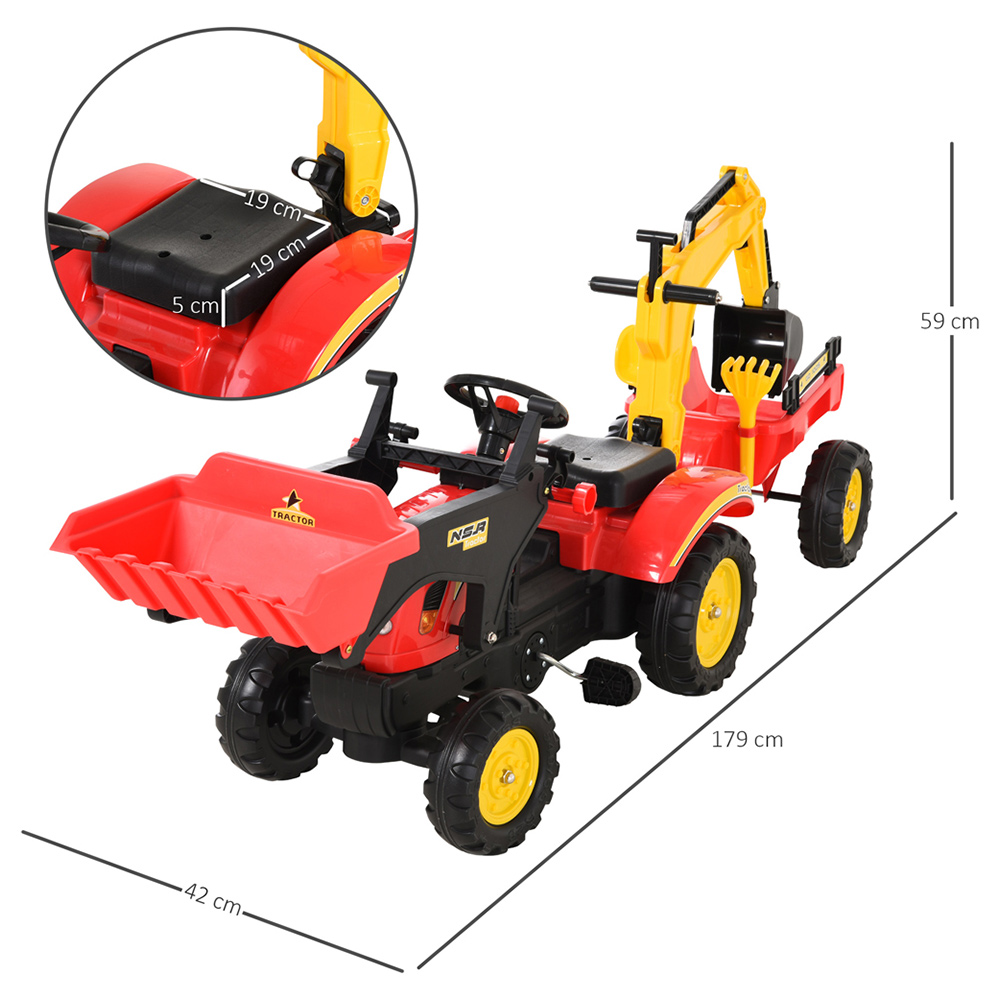 HOMCOM Kids Tractor and Pedal Go Kart Ride-on Construction Car Image 6