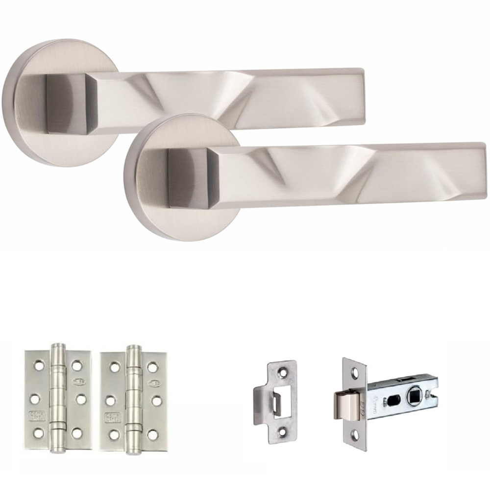 Golden Grace Satin Nickel Modern Nova Door Handle Set Image 1