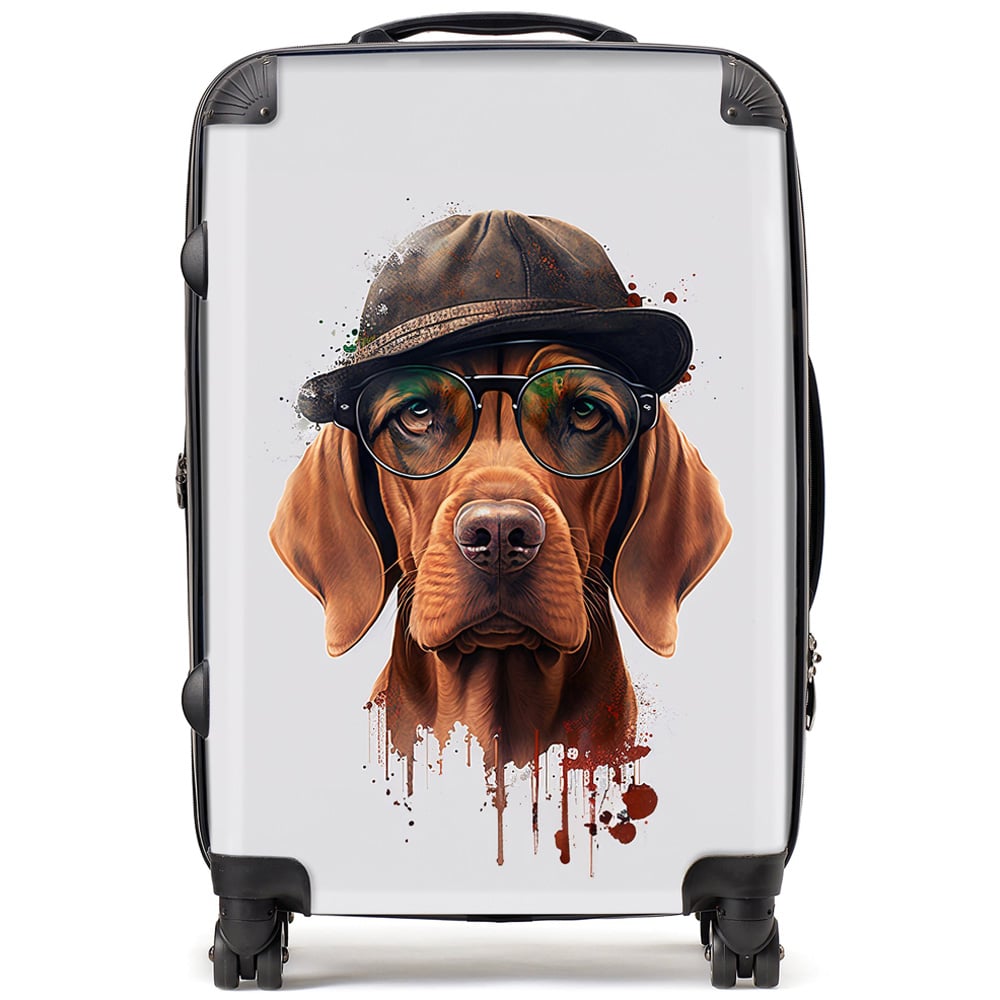 Warren Reed Designer Medium Splashart Hungarian Vizsla Dog with Glasses Suitcase Image 1