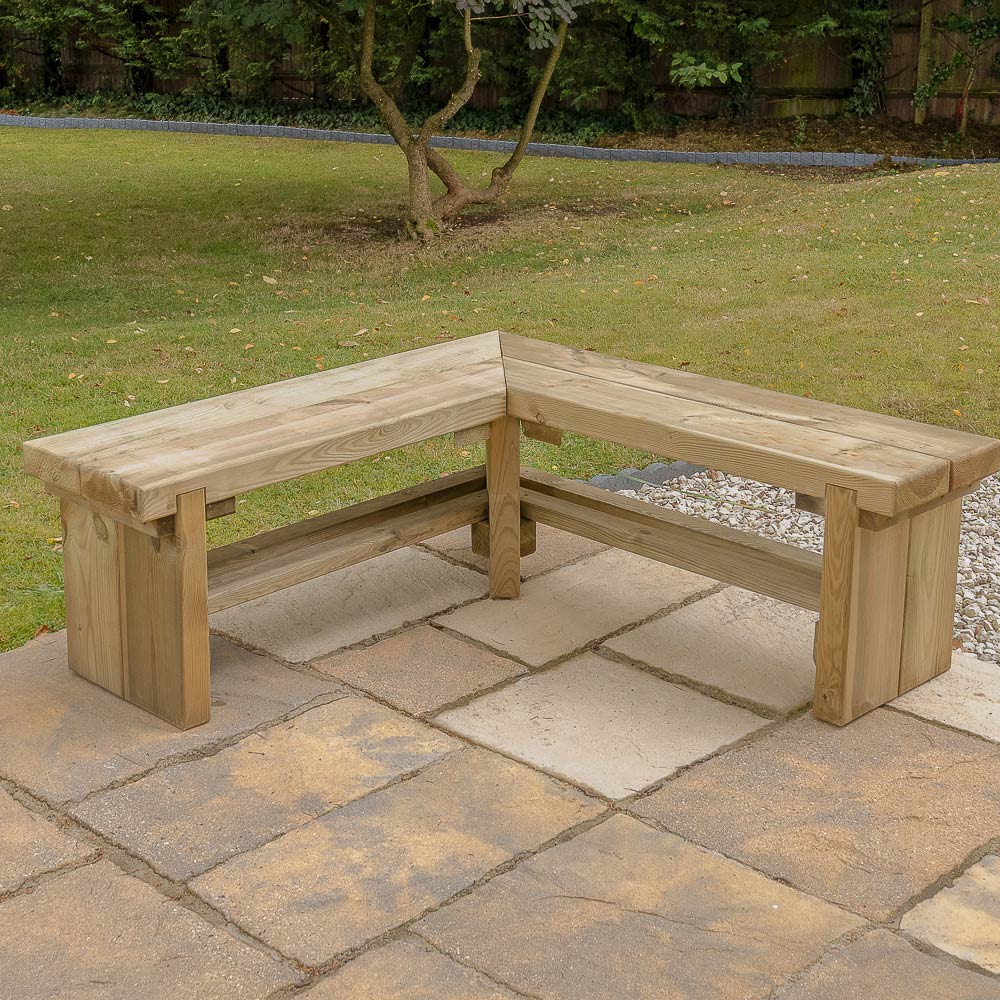 Forest Garden Double Corner Sleeper Bench 1.2m Image 1