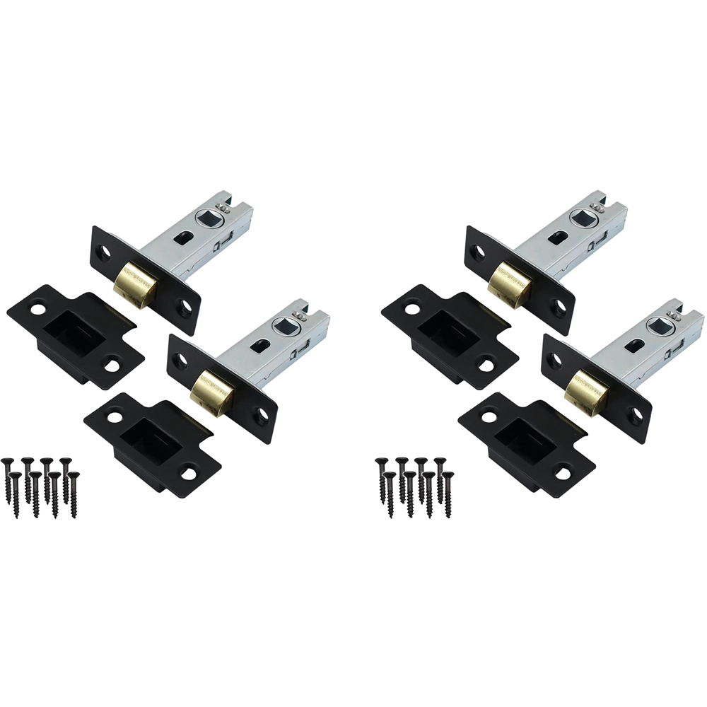 Golden Grace Matt Black Tubular Mortice Latch 65mm 4 Pack Image 1