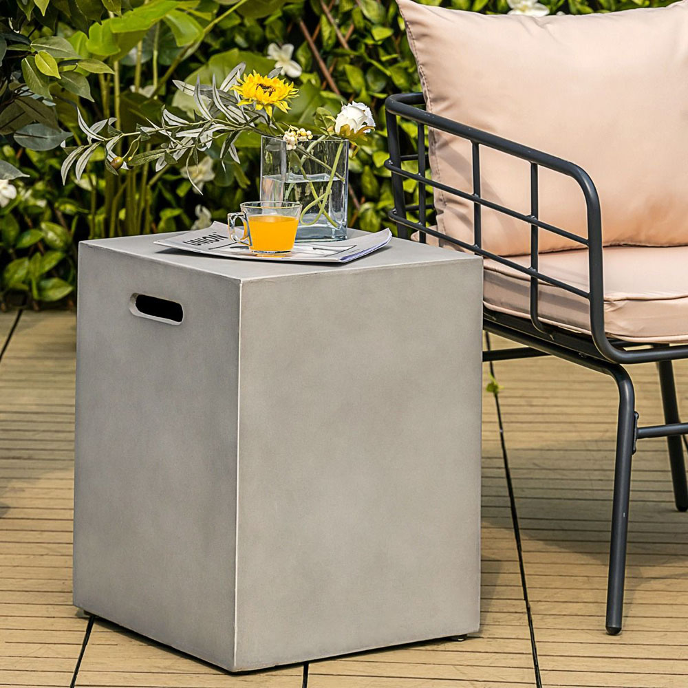 Costway 2 in 1 Grey Propane Gas Tank Cover Side Table Image 2