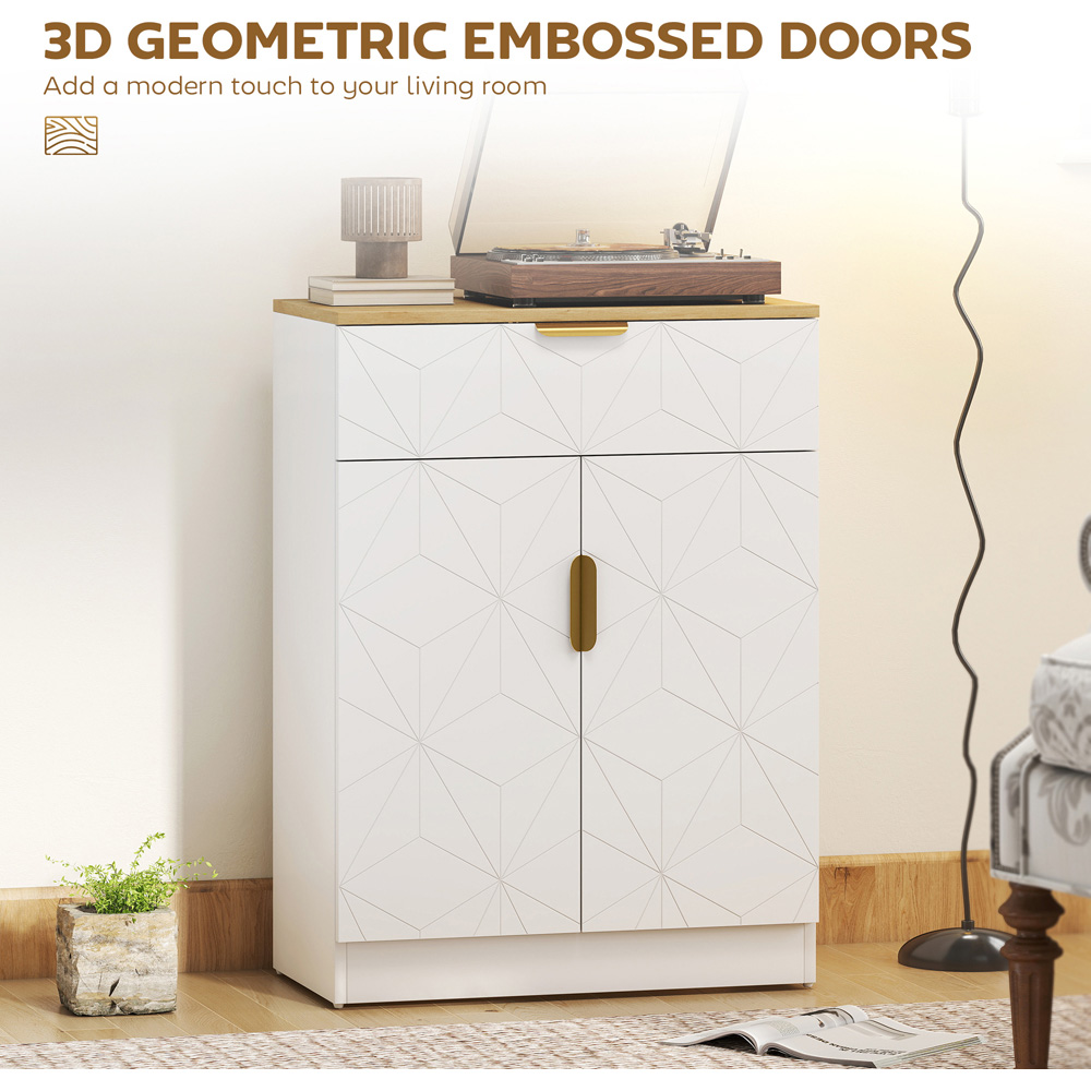 Portland 2 Door Single Drawer White Wooden Sideboard Image 8