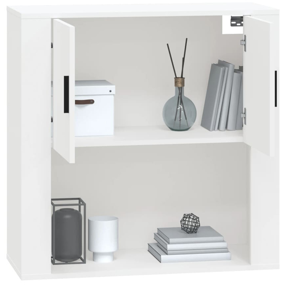 vidaXL 2 Door Single Open Shelf White Wall Mounted Cabinet Image 3