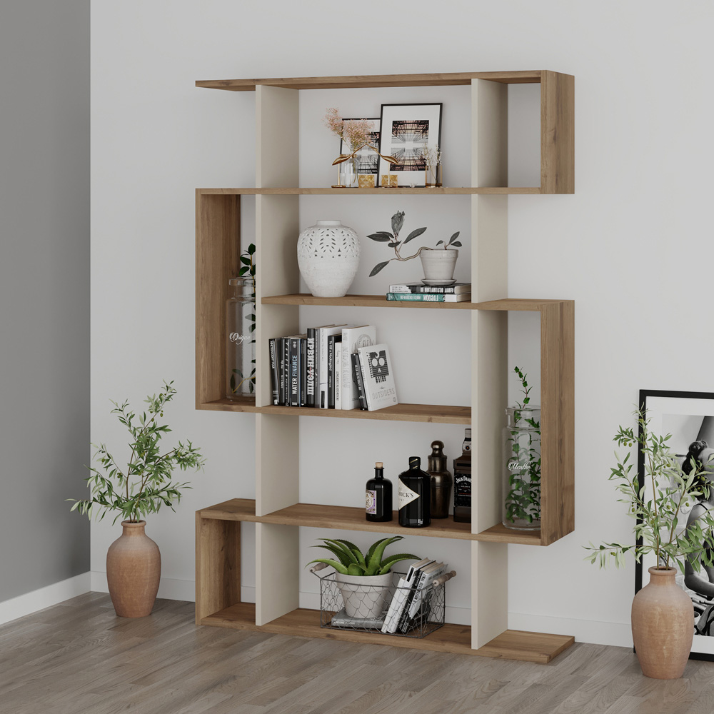 Decortie Mito 13 Shelf Hitit and Sandstone Wall Mounted Bookcase Display Unit Image 5