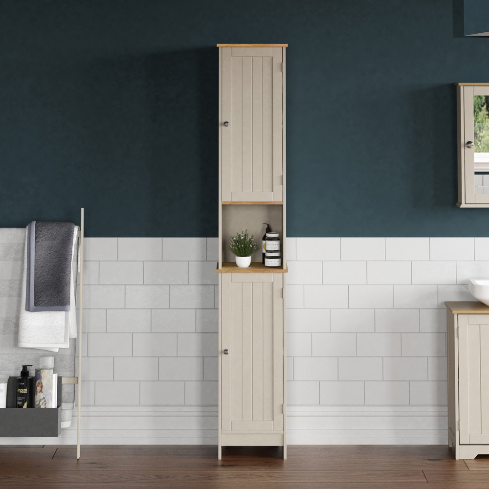 Bath Vida 2 Door Grey Tall Floor Cabinet Image 7
